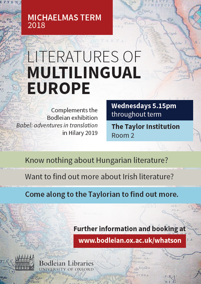 Poster for Literatures of Multilingual Europe series of talks