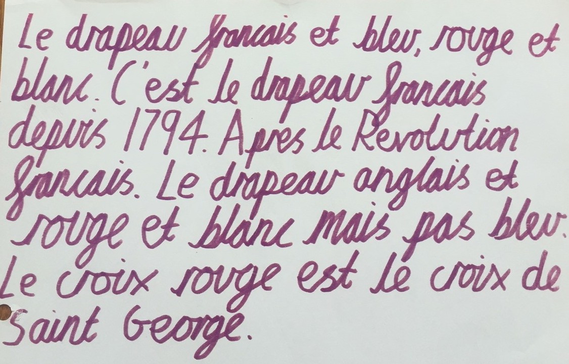 French writing about the French flag