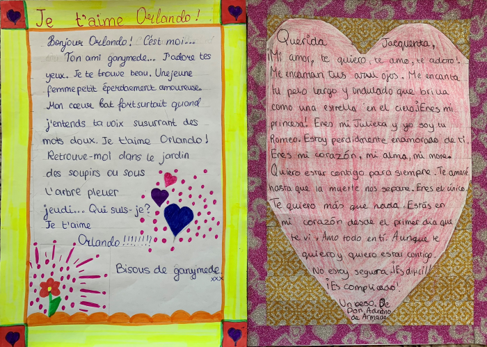 Multilingual love letters by pupils