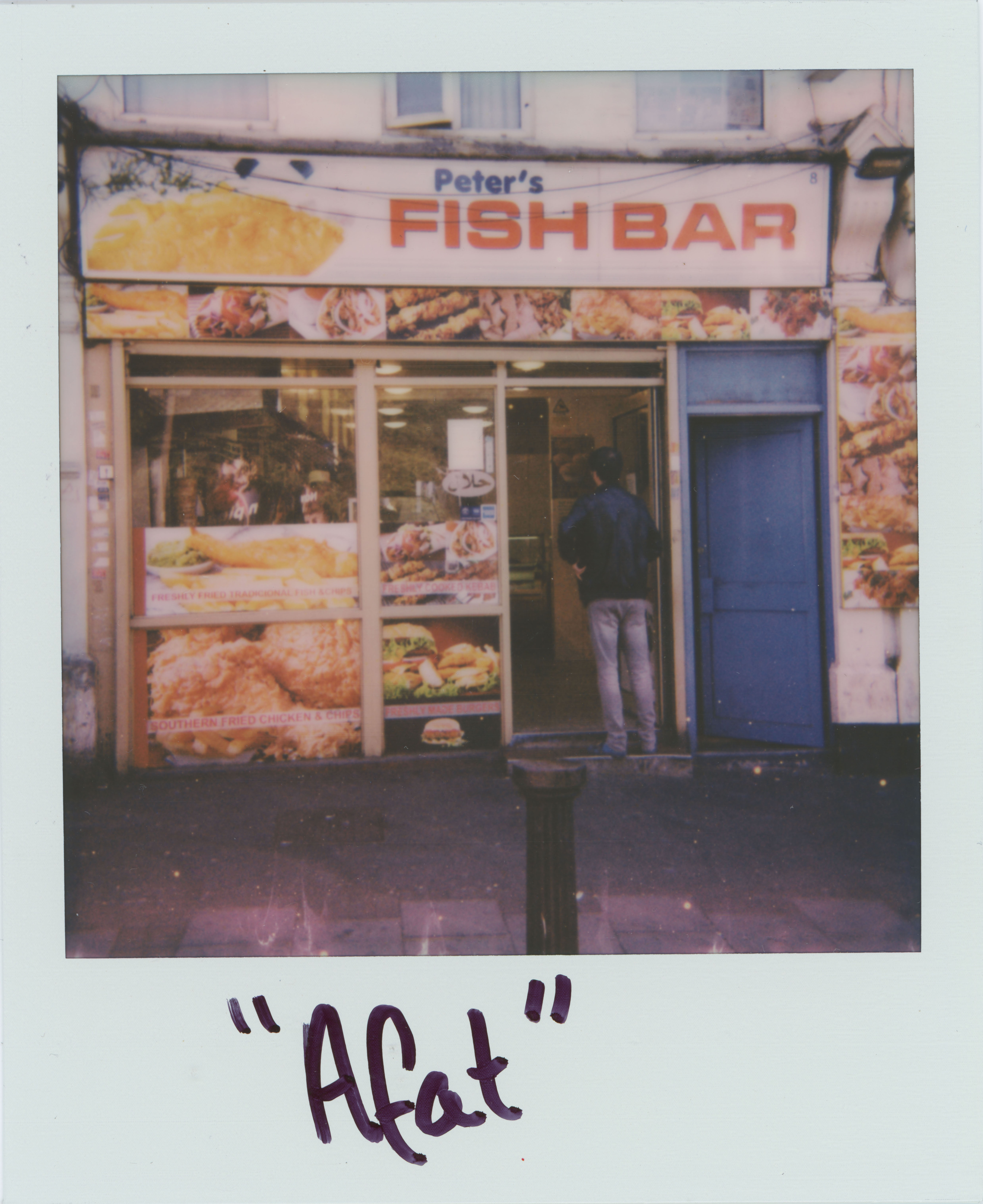 Front window of a fish & chips shop