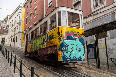 Tram in Lisbon Portugal